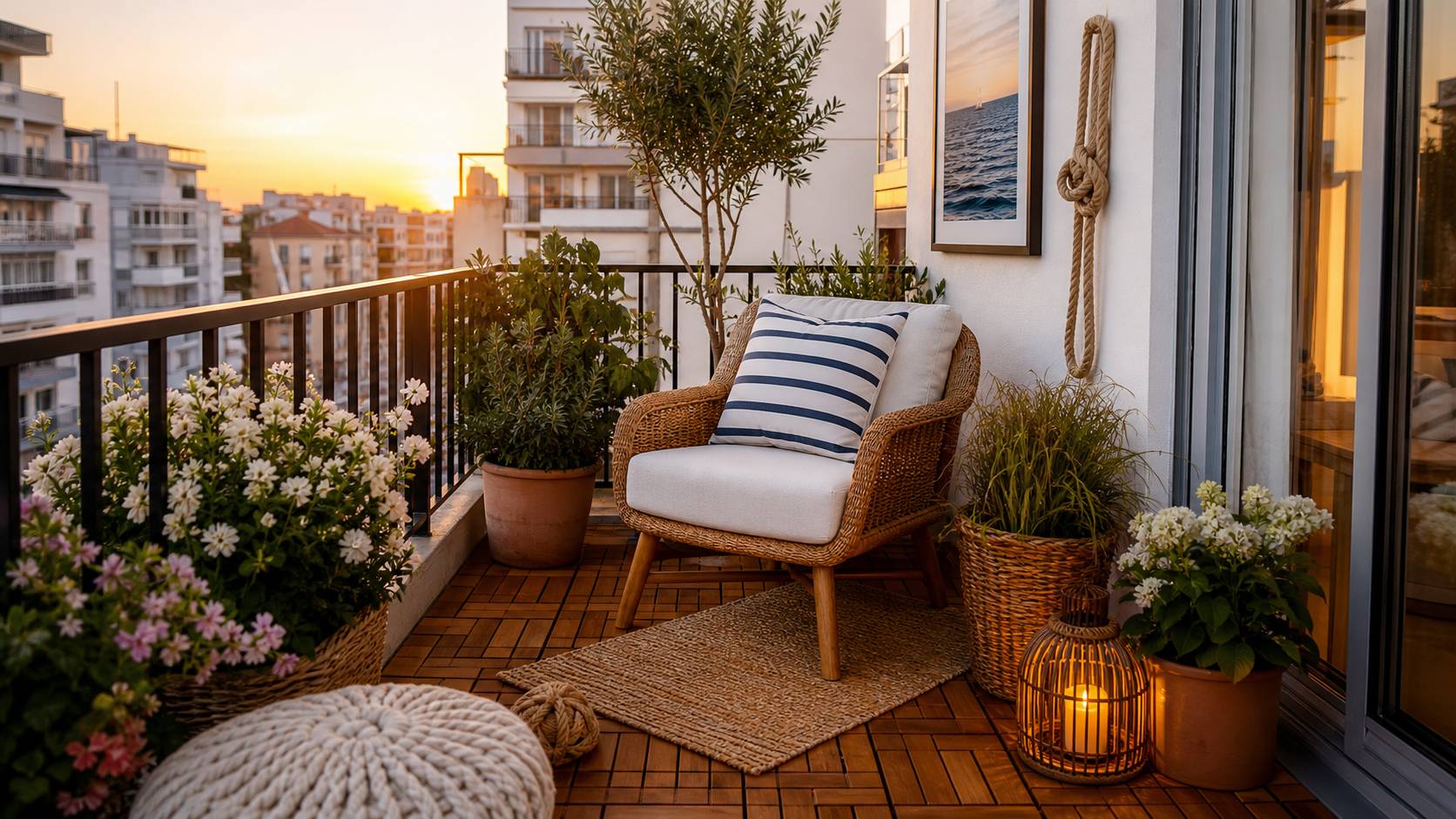 Balcon d appartement en ville aménagé style bord de mer