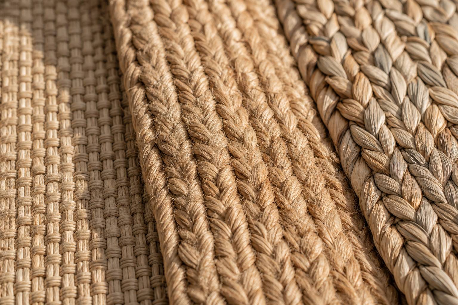 Gros plan textures de tapis en sisal jute et jonc de mer
