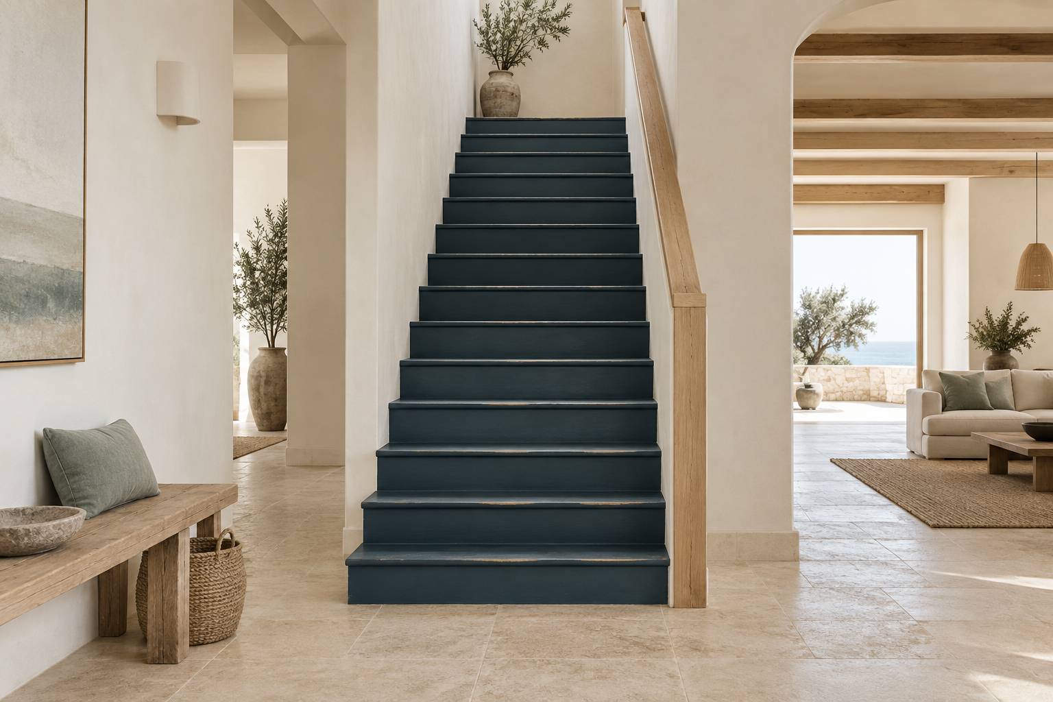 Illustration éditoriale du sujet : Comment choisir la peinture idéale pour sublimer votre escalier ?